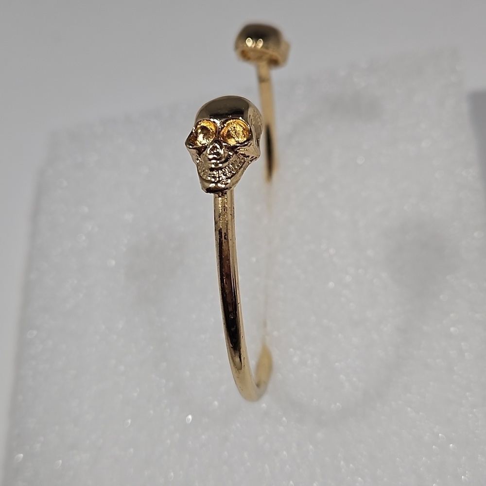 3 PIRATE SKULL Silvertone & Goldtone Bangle Bracelets - Picture 6 of 9
